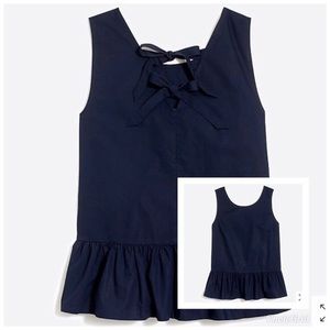 J CREW Navy Blue Bow Back Peplum Tank Top
